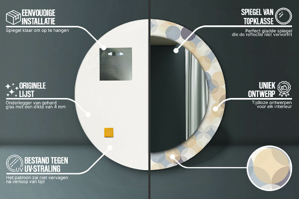 Ronde spiegel met decoratie Geometrische cirkels