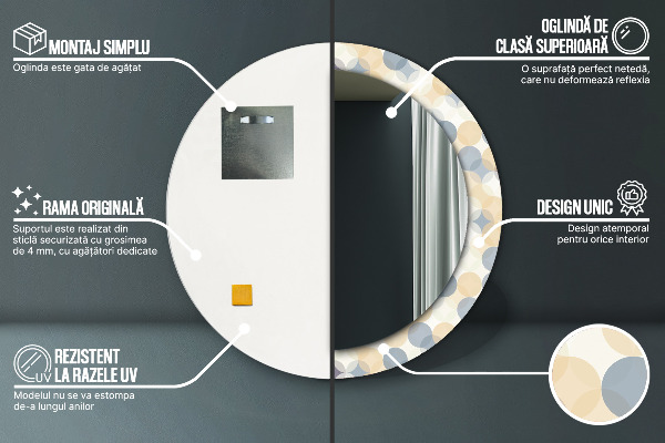 Ronde spiegel met decoratie Geometrische cirkels