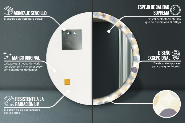 Ronde spiegel met decoratie Geometrische cirkels