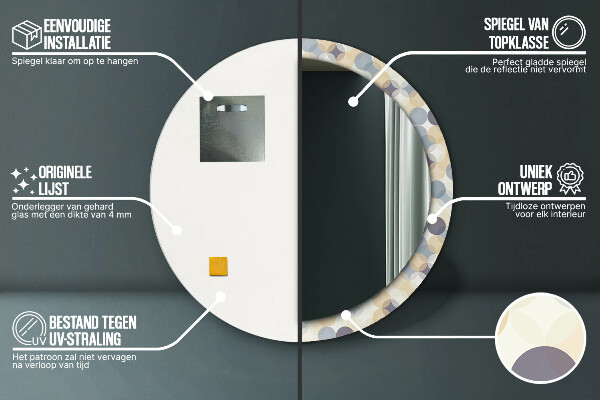 Ronde spiegel met decoratie Geometrische cirkels