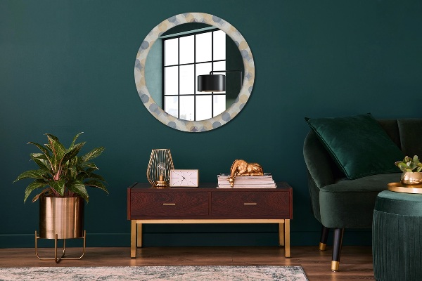 Ronde spiegel met decoratie Geometrische cirkels