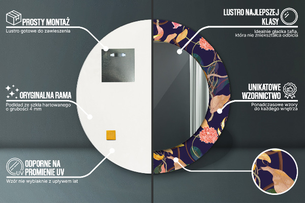 Ronde spiegel met bedrukte lijst Aquarel planten