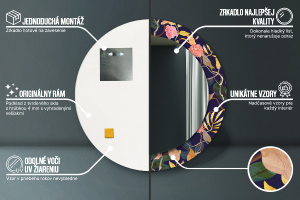 Ronde spiegel met bedrukte lijst Aquarel planten