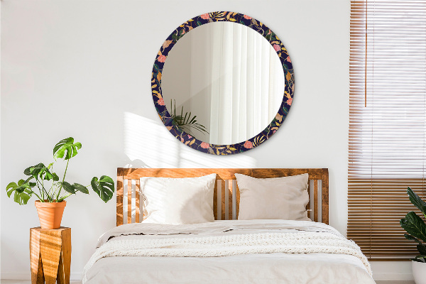 Ronde spiegel met bedrukte lijst Aquarel planten