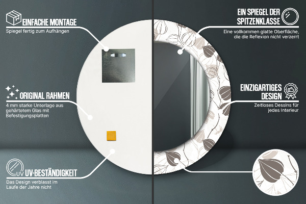 Bedrukte ronde spiegel Abstracte bloemen