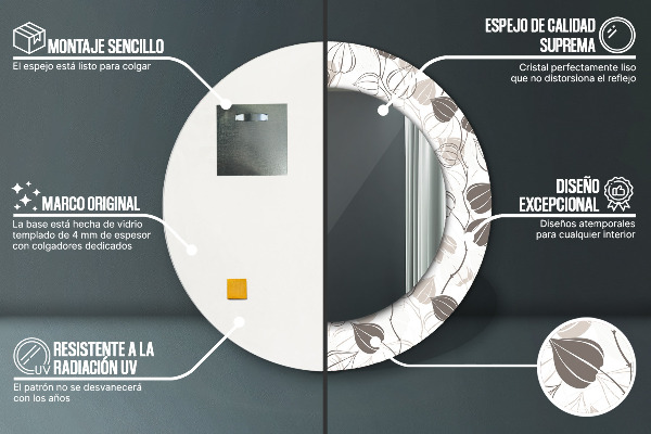 Bedrukte ronde spiegel Abstracte bloemen