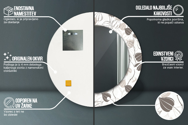 Bedrukte ronde spiegel Abstracte bloemen