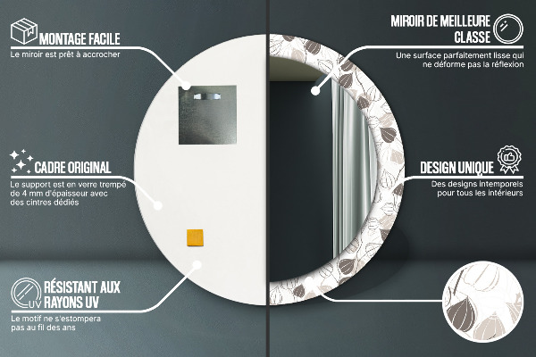 Bedrukte ronde spiegel Abstracte bloemen