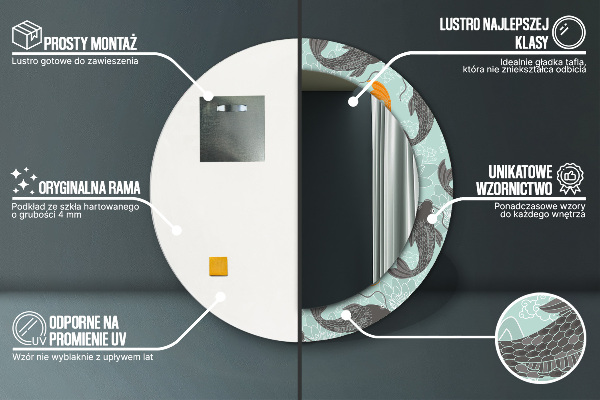 Bedrukte ronde spiegel Chinese karper