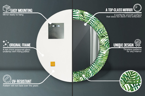 Bedrukte ronde spiegel Tropische palmboom