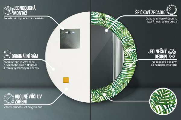 Bedrukte ronde spiegel Tropische palmboom