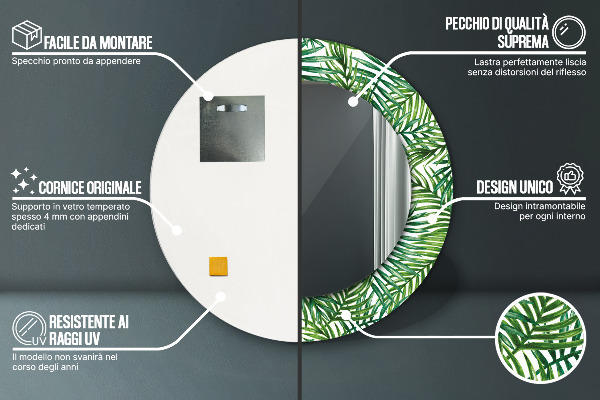 Bedrukte ronde spiegel Tropische palmboom