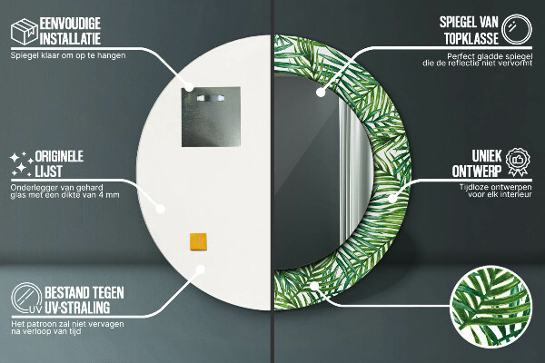 Bedrukte ronde spiegel Tropische palmboom