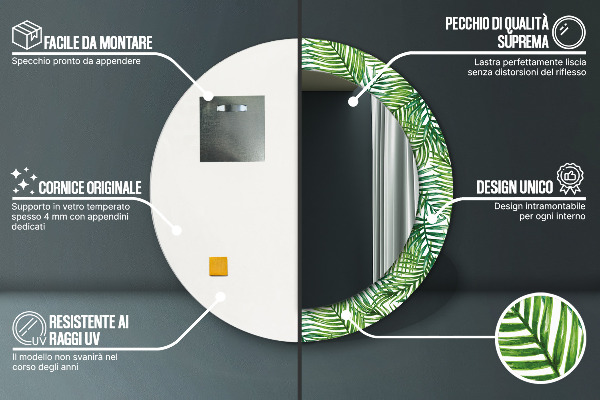 Bedrukte ronde spiegel Tropische palmboom