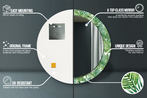 Bedrukte ronde spiegel Tropische palmboom
