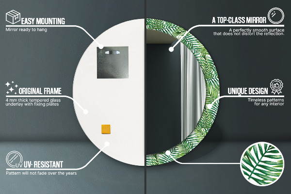 Bedrukte ronde spiegel Tropische palmboom