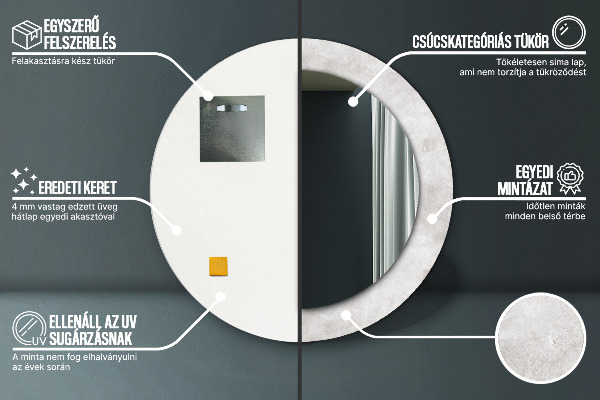 Ronde spiegel met decoratie Betonnen textuur