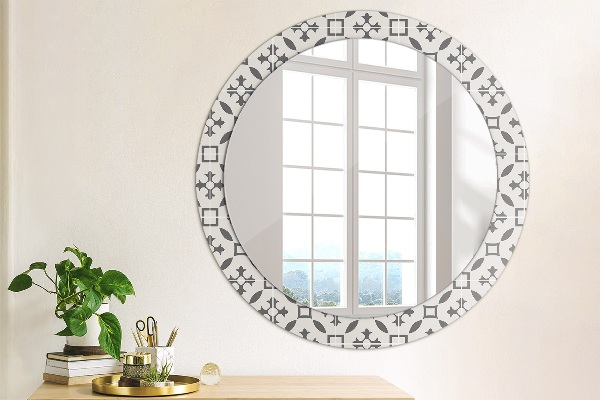 Ronde wandspiegel met print Antieke tegels