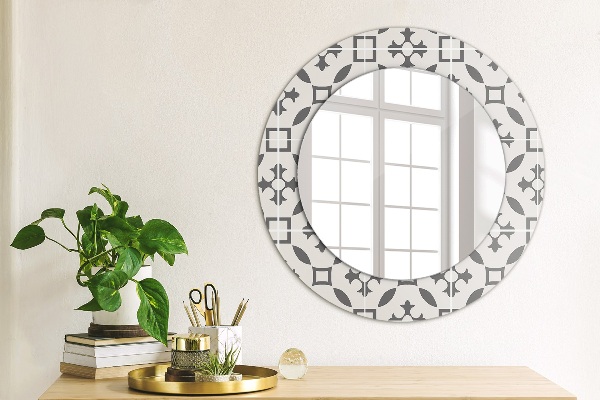 Ronde wandspiegel met print Antieke tegels