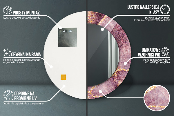Bedrukte ronde spiegel Marmer met goud