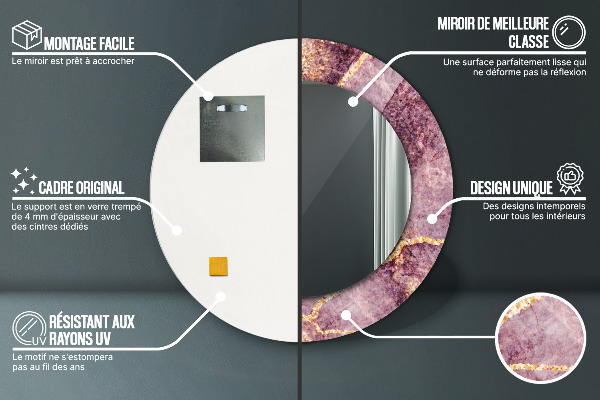 Bedrukte ronde spiegel Marmer met goud