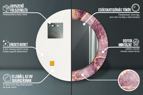 Bedrukte ronde spiegel Marmer met goud