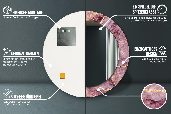 Bedrukte ronde spiegel Marmer met goud