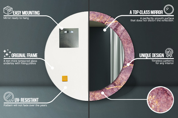 Bedrukte ronde spiegel Marmer met goud