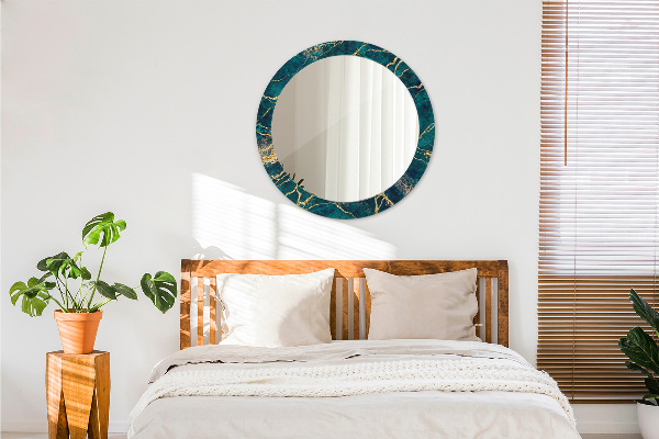 Bedrukte ronde spiegel Groen malachietmarmer