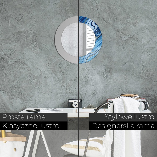 Bedrukte ronde spiegel Blauwe marmering