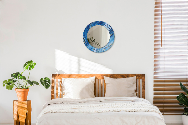 Bedrukte ronde spiegel Blauwe marmering