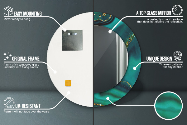 Ronde spiegel met decoratie Smaragd marmer