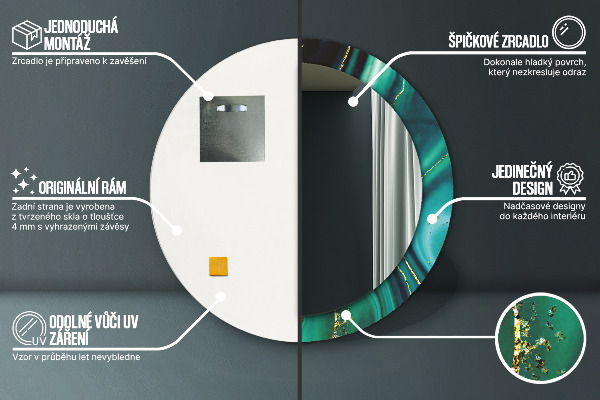 Ronde spiegel met decoratie Smaragd marmer