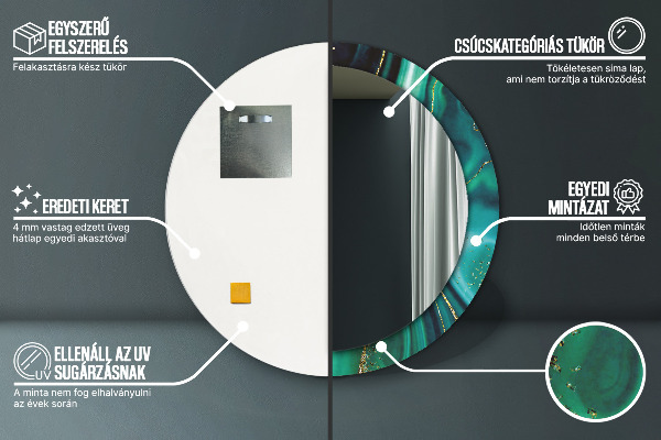 Ronde spiegel met decoratie Smaragd marmer