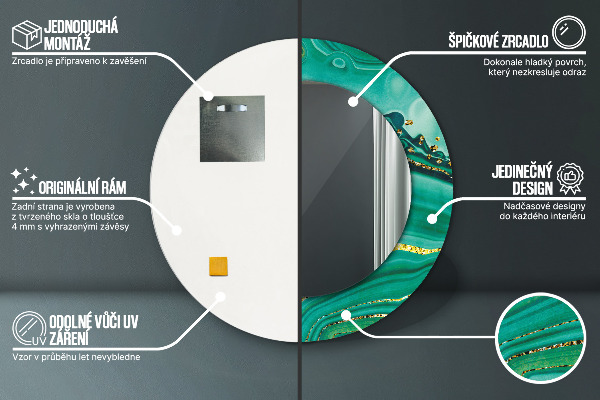 Bedrukte ronde spiegel Agaat jaspis marmer