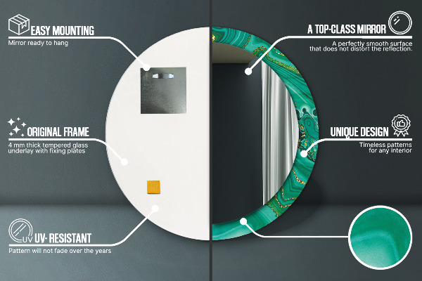 Bedrukte ronde spiegel Agaat jaspis marmer