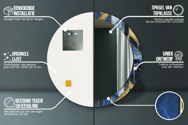 Ronde spiegel met decoratie Modern marmer