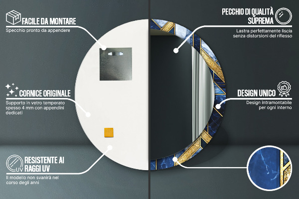 Ronde spiegel met decoratie Modern marmer