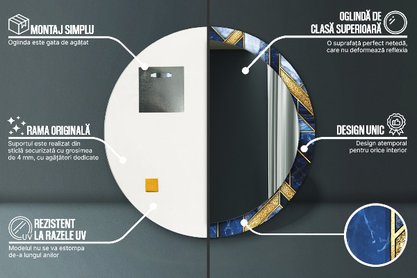 Ronde spiegel met decoratie Modern marmer