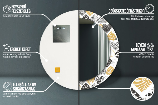 Ronde spiegel met bedrukte lijst Doodle harten