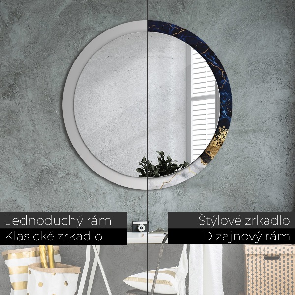 Bedrukte ronde spiegel Blauw marmer