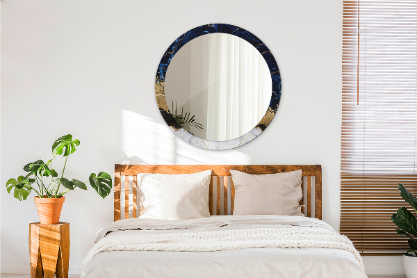 Bedrukte ronde spiegel Blauw marmer