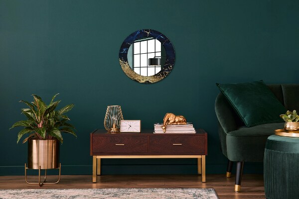 Bedrukte ronde spiegel Blauw marmer