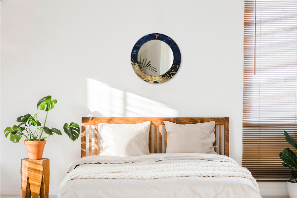 Bedrukte ronde spiegel Blauw marmer