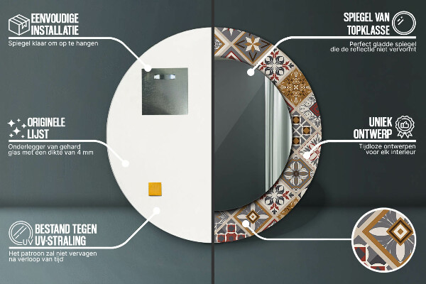 Ronde spiegel met decoratie Turks patroon