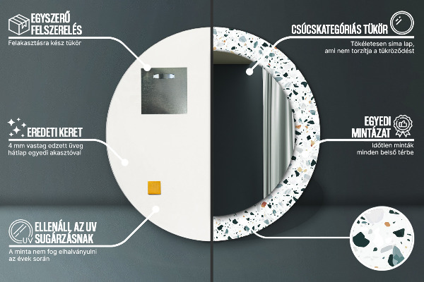 Ronde spiegel met bedrukte lijst Natuursteen
