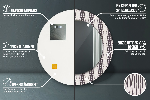 Bedrukte ronde spiegel Geometrisch stippenpatroon