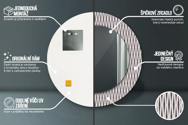 Bedrukte ronde spiegel Geometrisch stippenpatroon