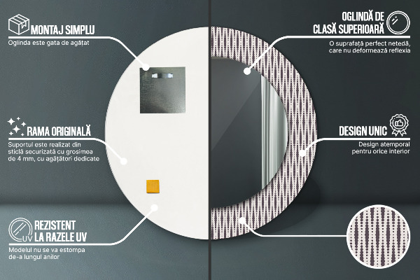 Bedrukte ronde spiegel Geometrisch stippenpatroon