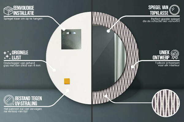 Bedrukte ronde spiegel Geometrisch stippenpatroon